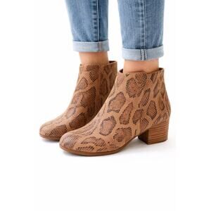 Cobre Ankle Boots Womens EU 41 Snake Print Brown 2 Inch Heel Zip